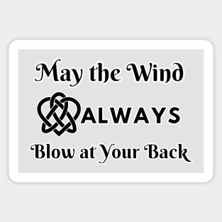 Celtic Knot with Irish Proverb May the Wind Always Blow at Your Back on White Sticker